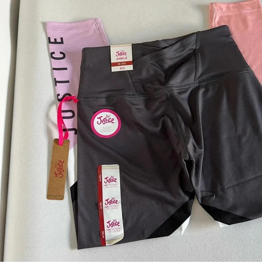 Justice Ankle Girls Collection X Color-blocked Leggings Size Medium (10) Coal